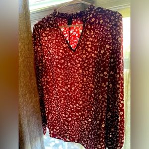 Burgundy floral blouse